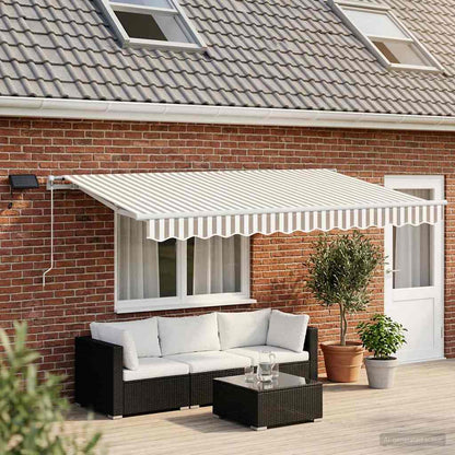 Retractable Awning Light Grey and White 500 x 300 cm