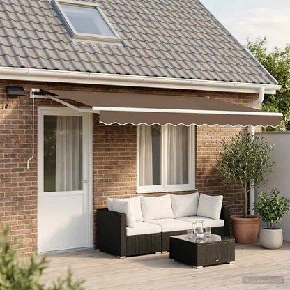 Retractable Awning Taupe 450 x 350 cm Fabric and Aluminium
