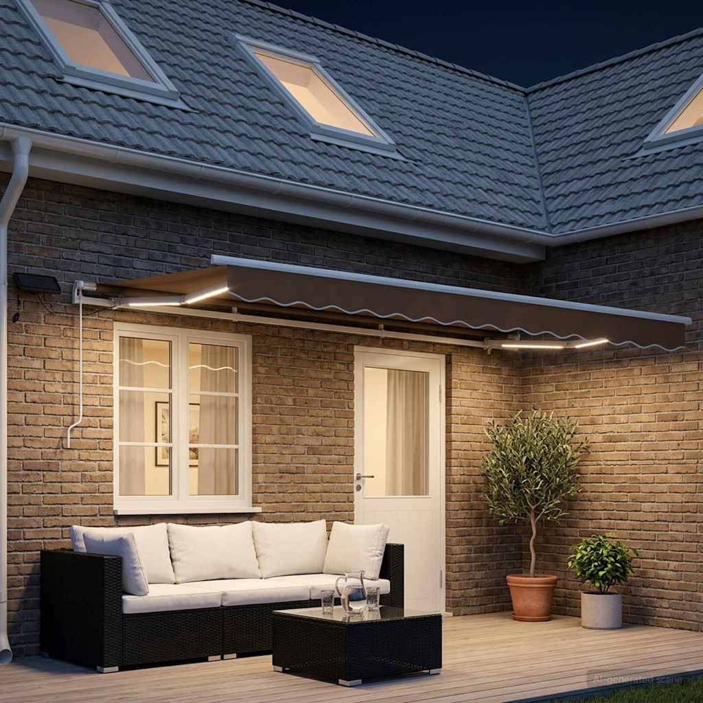 Retractable Awning Taupe 450 x 350 cm Fabric and Aluminium