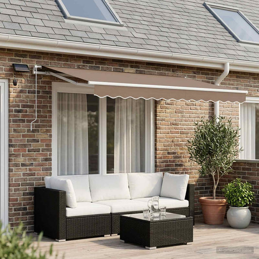 Retractable Awning Taupe 400 x 300 cm Fabric and Aluminium