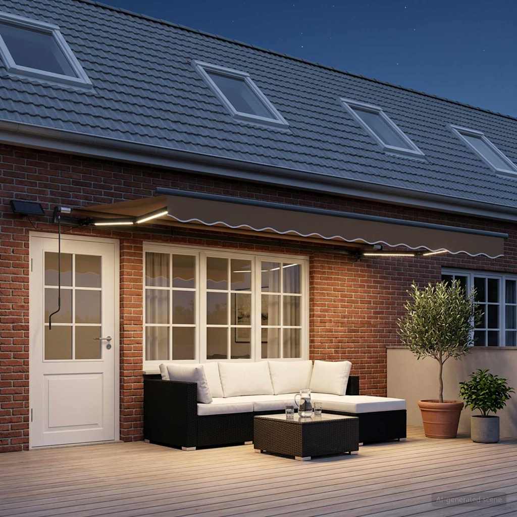 Retractable Awning Taupe 600 x 300 cm Fabric and Aluminium