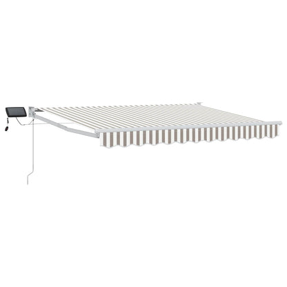 Manual Retractable Awning with LEDs Light Grey and White