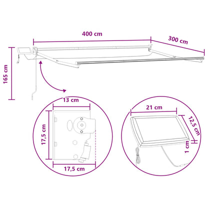 Manual Retractable Awning with LEDs Sand