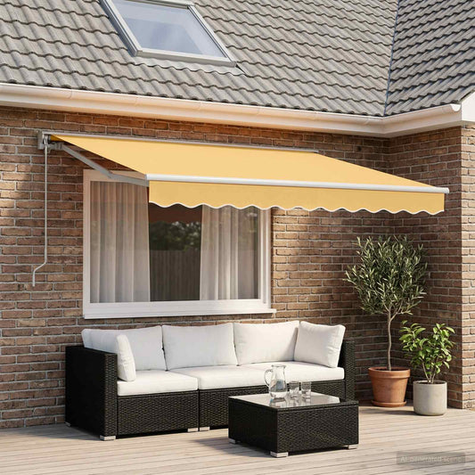 Manual Retractable Awning Sand 4 x 3 m Polyester and Aluminium