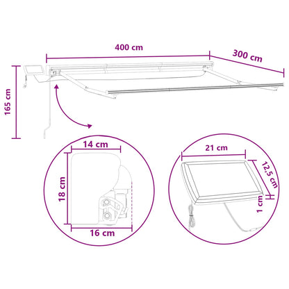 Manual Awning Frame with LEDs Taupe 4 x 3 m