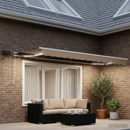 Retractable Awning Taupe 400 x 350 cm Fabric and Aluminium