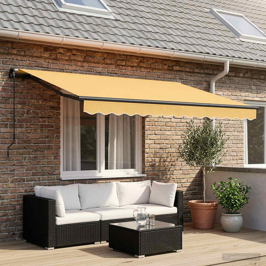 Retractable Awning Sand 400 x 350 cm Polyester and Aluminium