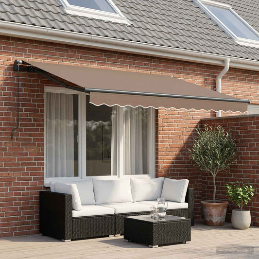 Retractable Awning Taupe 400 x 350 cm Polyester and Aluminium