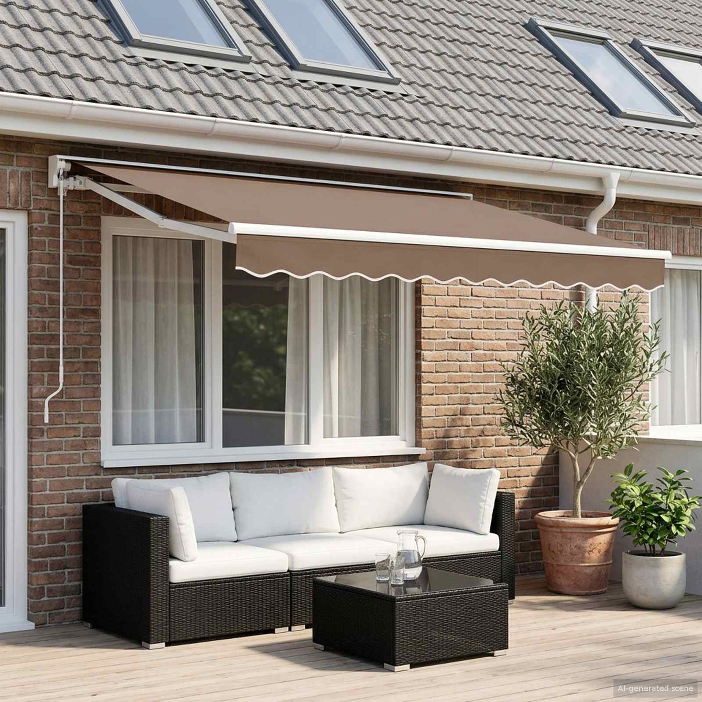 Manual Retractable Awning Taupe 4 x 3.5 m