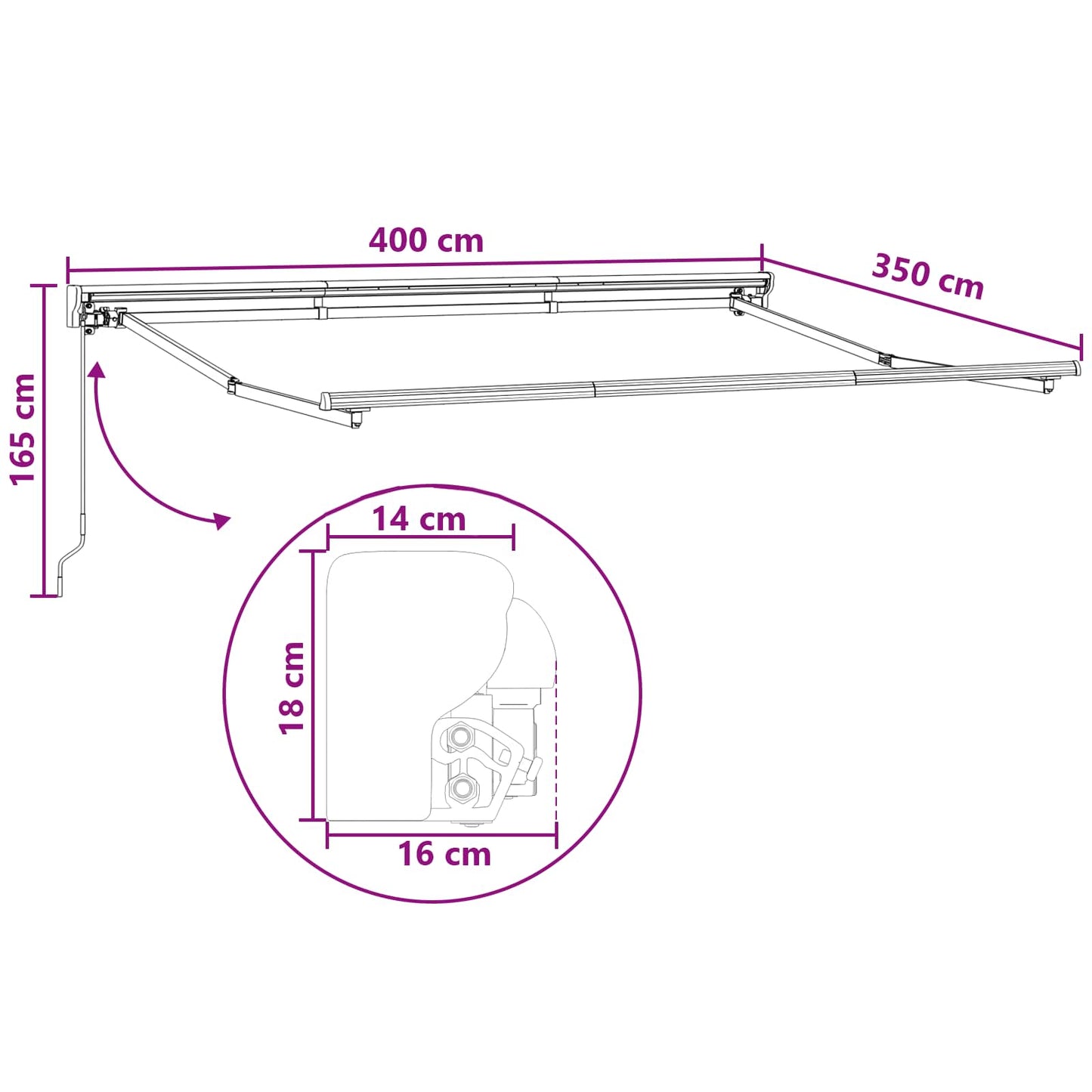 Manual Retractable Awning Taupe 4 x 3.5 m