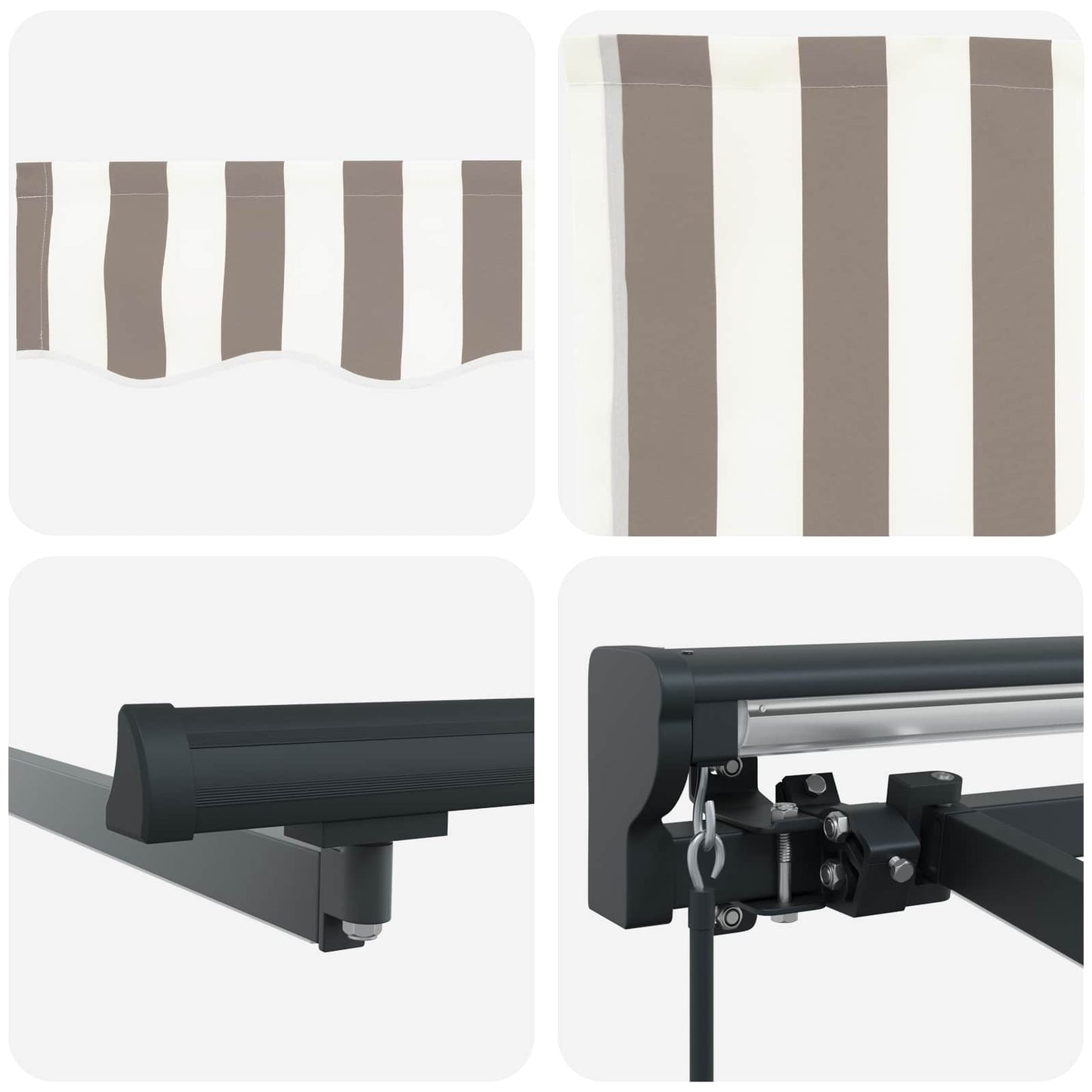 Manual Retractable Awning Light Grey and White 4 x 3.5 m
