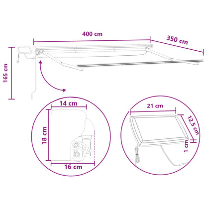 Manual Awning Frame with LEDs Taupe 4 x 3.5 m