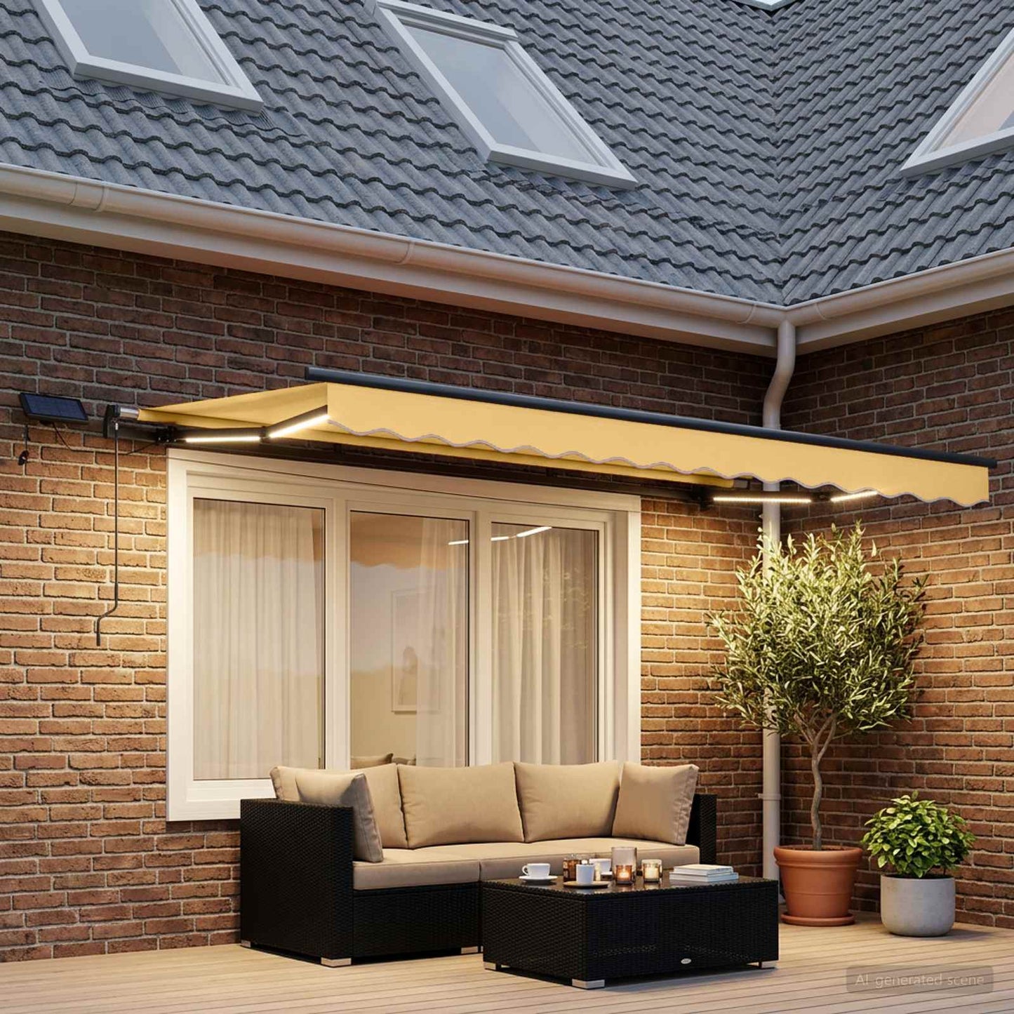 Retractable Awning Sand 450 x 300 cm Fabric and Aluminium