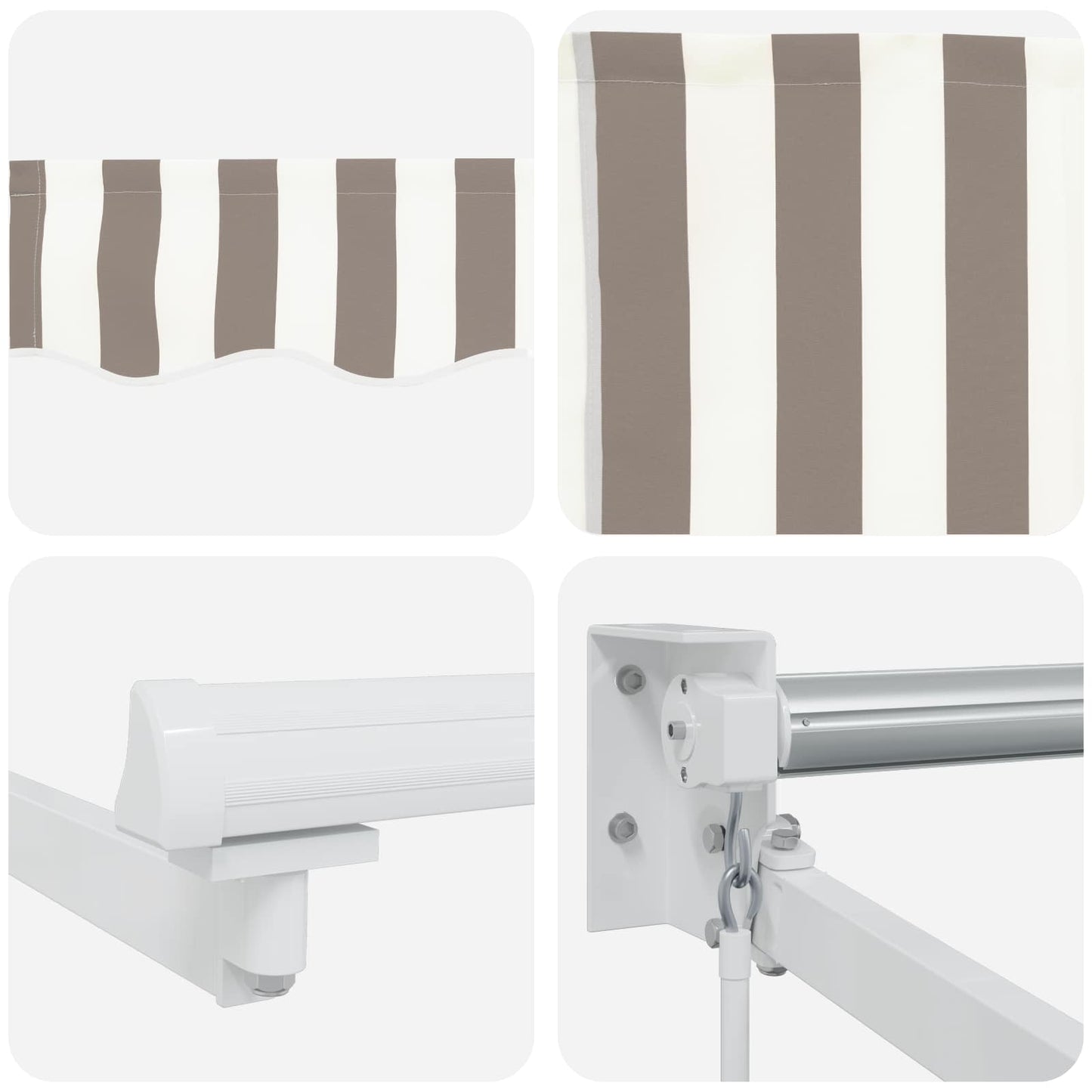 Manual Retractable Awning with LEDs Light Grey and White