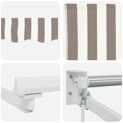 Manual Retractable Awning with LEDs Light Grey and White