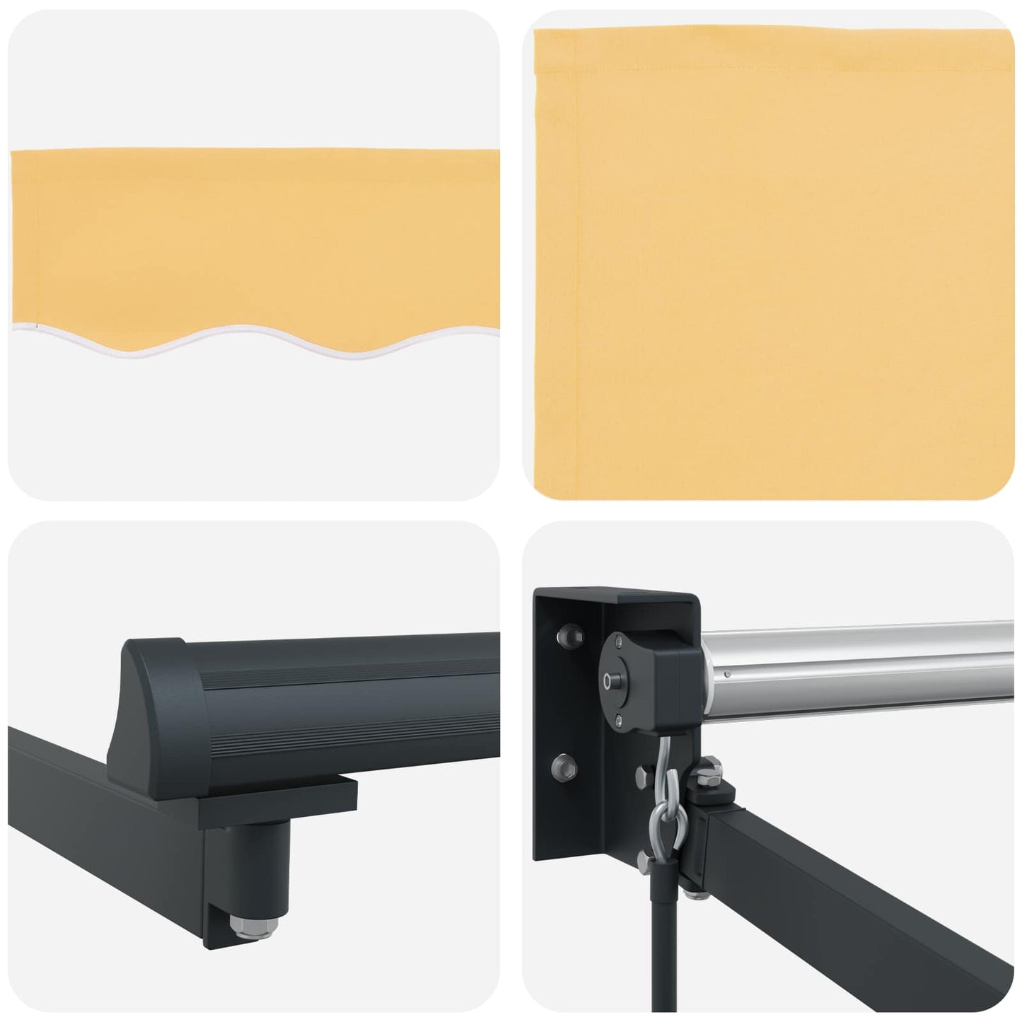 Manual Retractable Awning with LEDs Sand