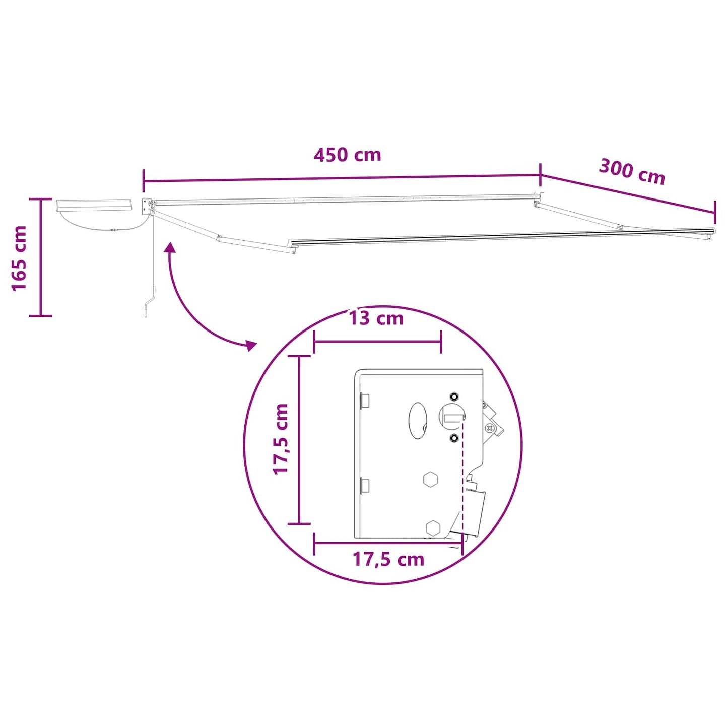 Electric Retractable Awning Sand 4.5 x 3 m