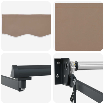 Electric Retractable Awning Taupe 100% Polyester and Aluminium