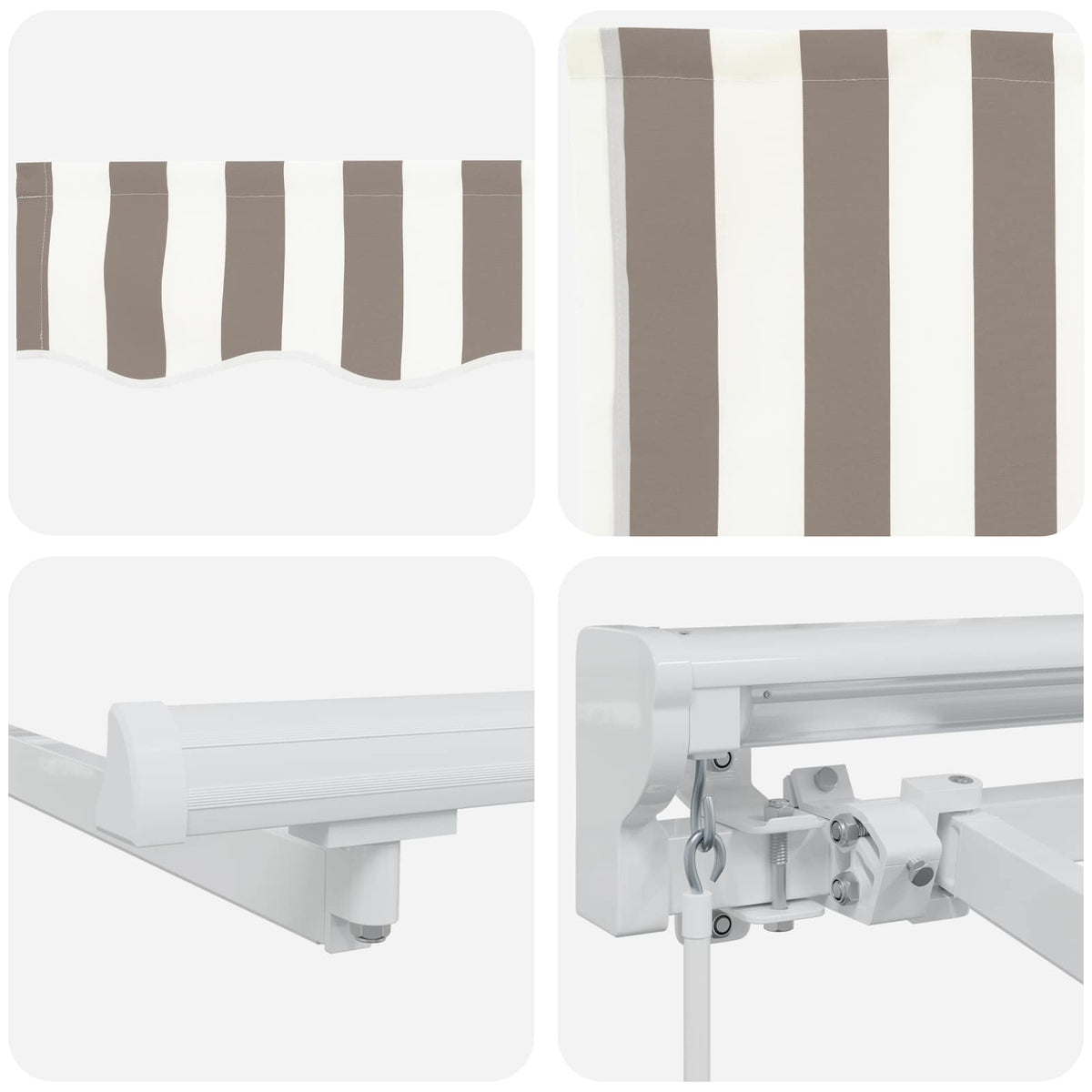 Manual Retractable Awning Light Grey and White 4.5 x 3 m