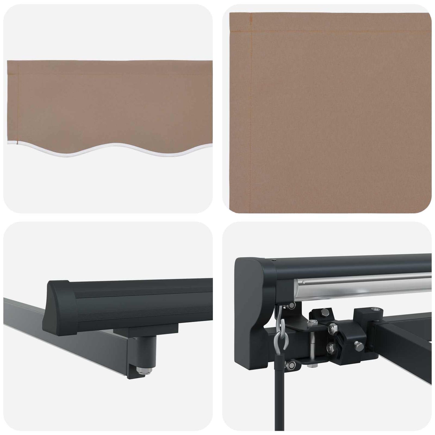 Manual Awning Frame with LEDs Taupe 4.5 x 3 m