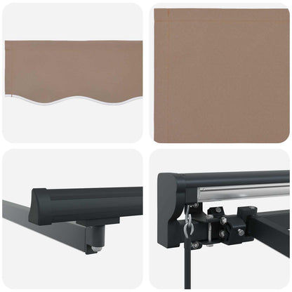 Manual Awning Frame with LEDs Taupe 4.5 x 3 m