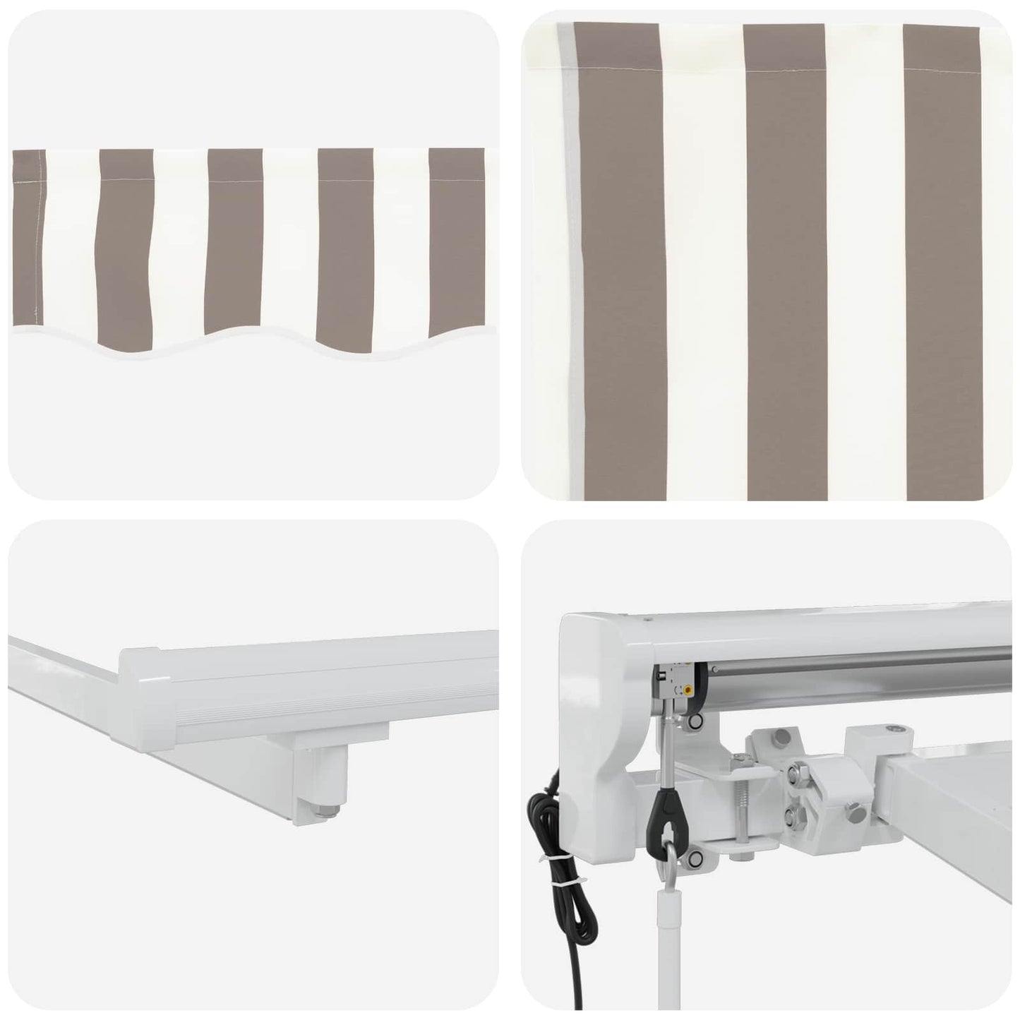Electric Retractable Awning Light Grey and White 4.5 x 3 m