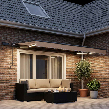 Retractable Awning Taupe 450 x 350 cm Fabric and Aluminium