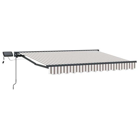 Manual Awning Frame with LEDs Light Grey and White 4.5 x 3.5 m