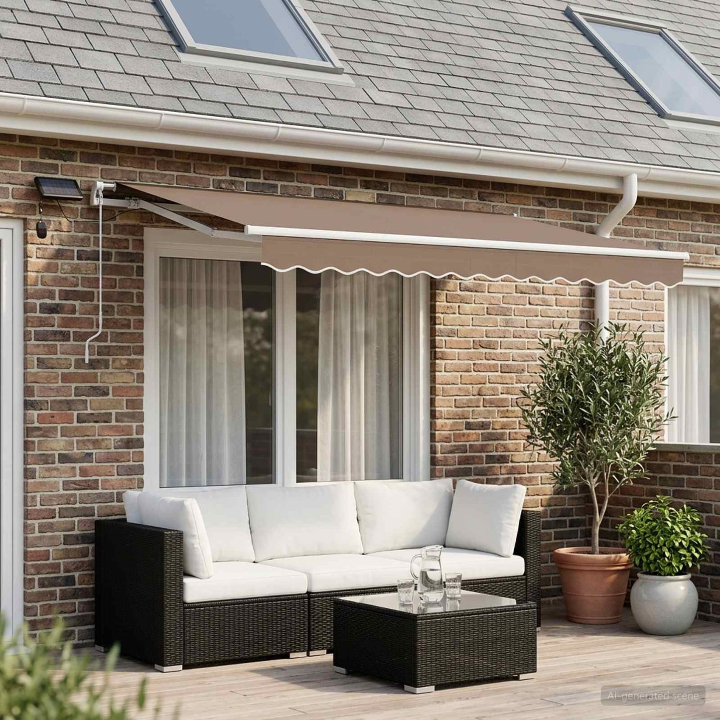 Retractable Awning Taupe 500 x 300 cm Fabric and Aluminium