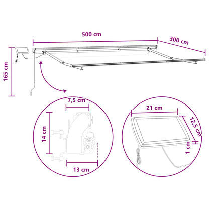 Retractable Awning Taupe 500 x 300 cm Fabric and Steel