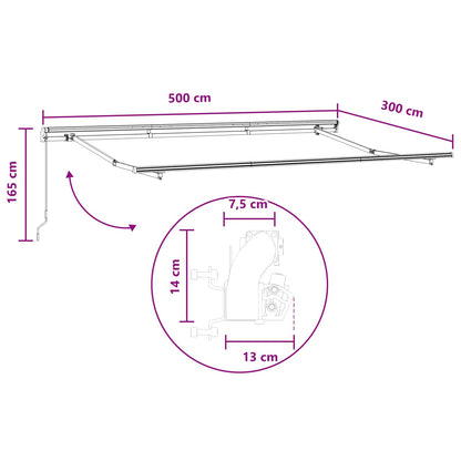 Retractable Awning Taupe 500 x 300 cm Polyester and Steel