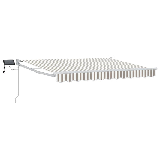 Manual Retractable Awning with LEDs Light Grey and White