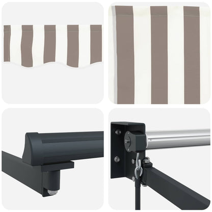 Manual Retractable Awning with LEDs Light Grey and White