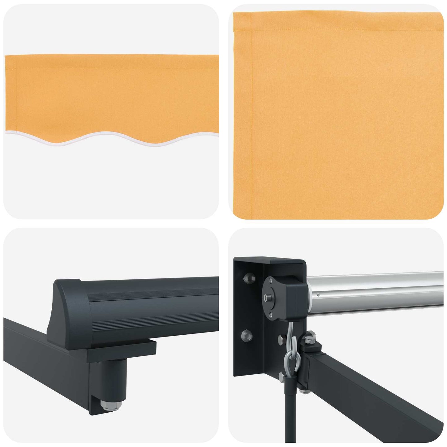 Manual Retractable Awning with LEDs Sand