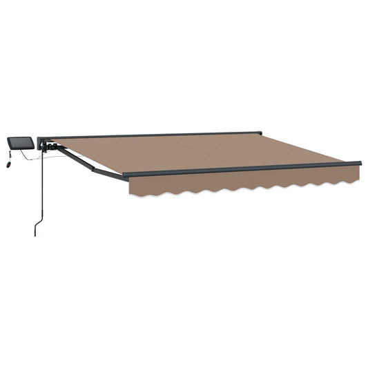Manual Awning Frame with LEDs Taupe 5 x 3 m