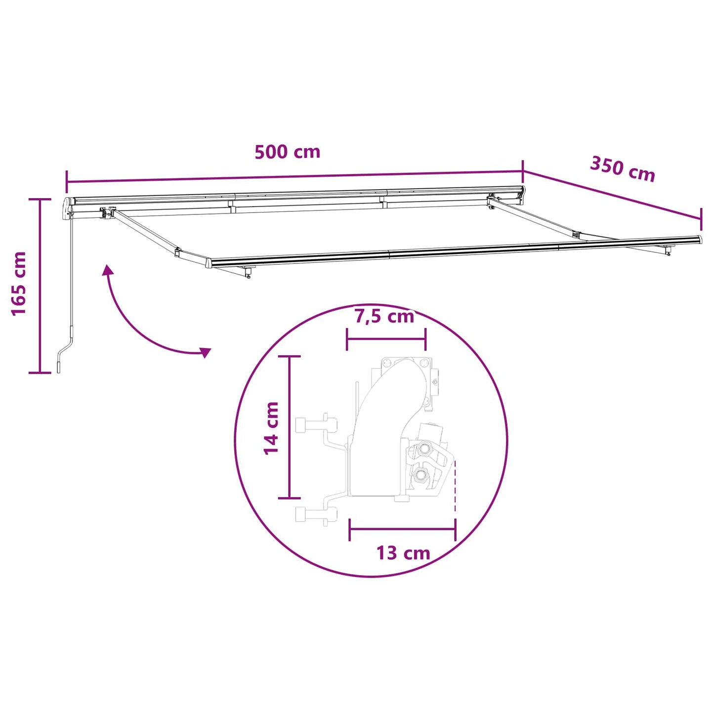 Retractable Awning Taupe 500 x 350 cm Polyester and Aluminium