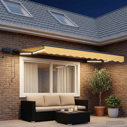 Manual Awning Frame with LEDs Sand 5 x 3.5 m