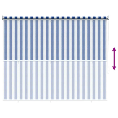 Outdoor Roller Blind 90% UV Block Blue and White Stripe HDPE