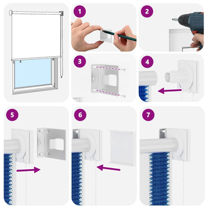Outdoor Roller Blind 90% UV Block Blue and White Stripe HDPE