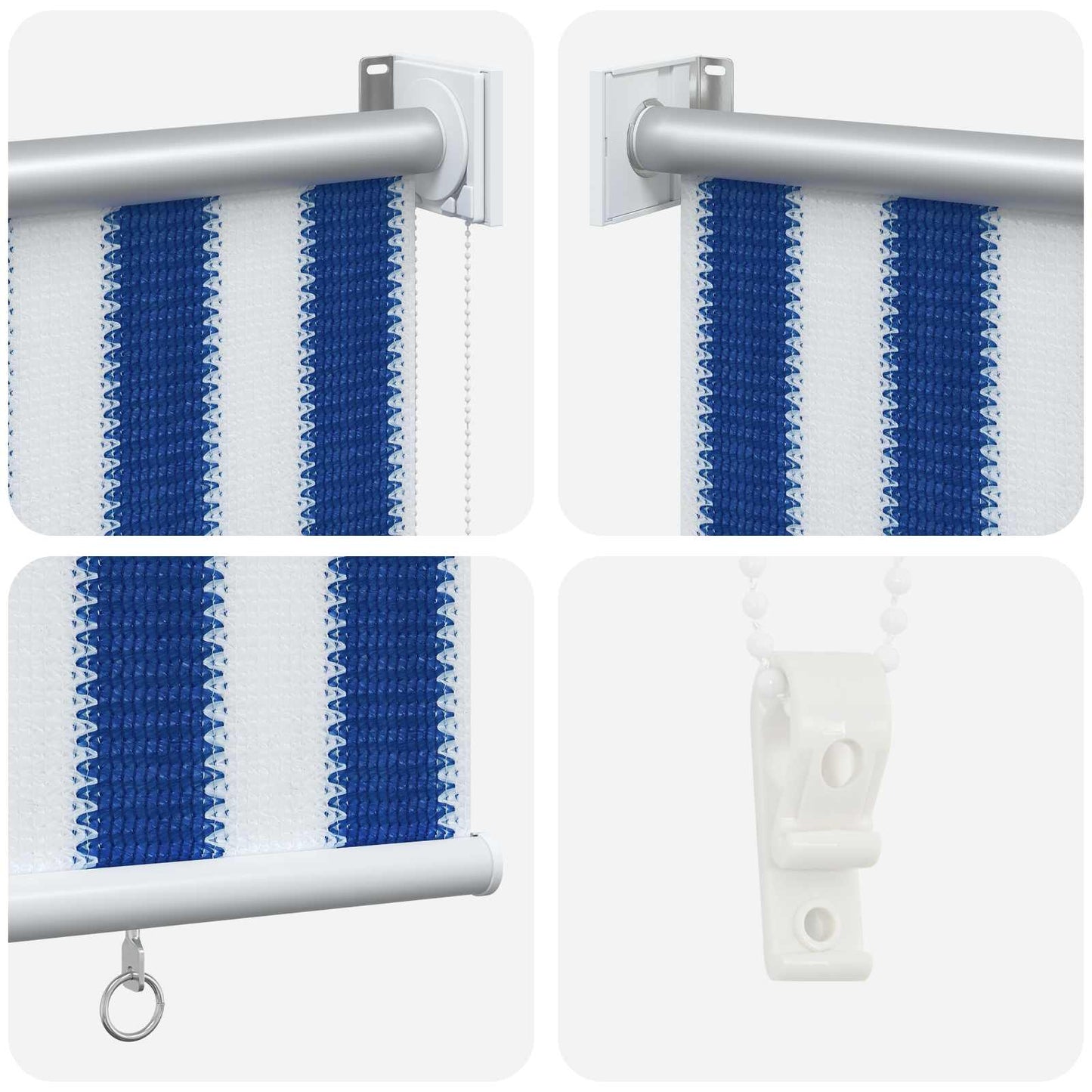 Outdoor Roller Blind 90% UV Block Blue and White Stripe HDPE