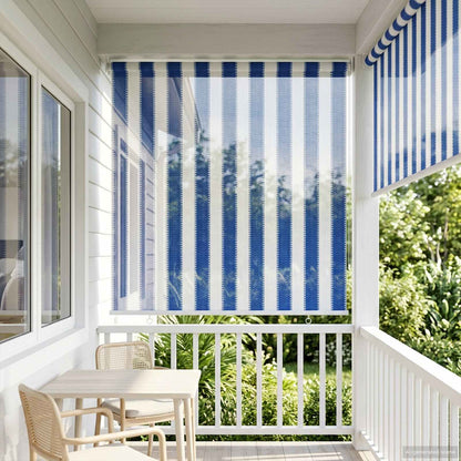 Outdoor Roller Blind 90% UV Block Blue and White Stripe HDPE