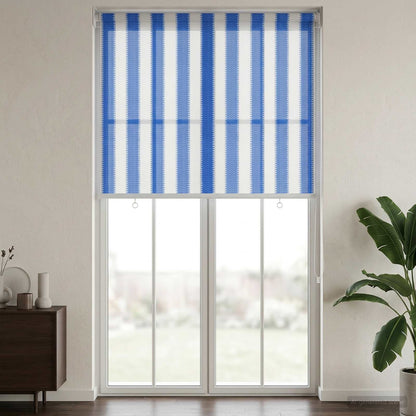 Outdoor Roller Blind 90% UV Block Blue and White Stripe HDPE