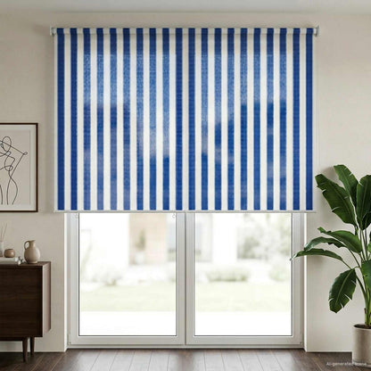 Outdoor Roller Blind 90% UV Block Blue and White Stripe HDPE