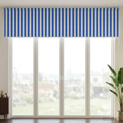 Outdoor Roller Blind 90% UV Block Blue and White Stripe HDPE