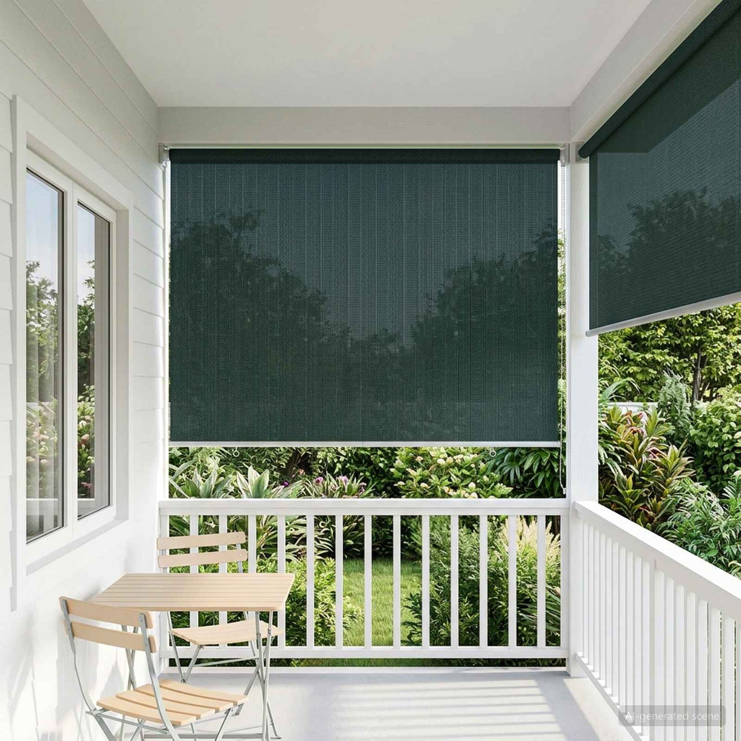 Outdoor Roller Blind 90% UV Block Dark Green 140 x 140 cm HDPE