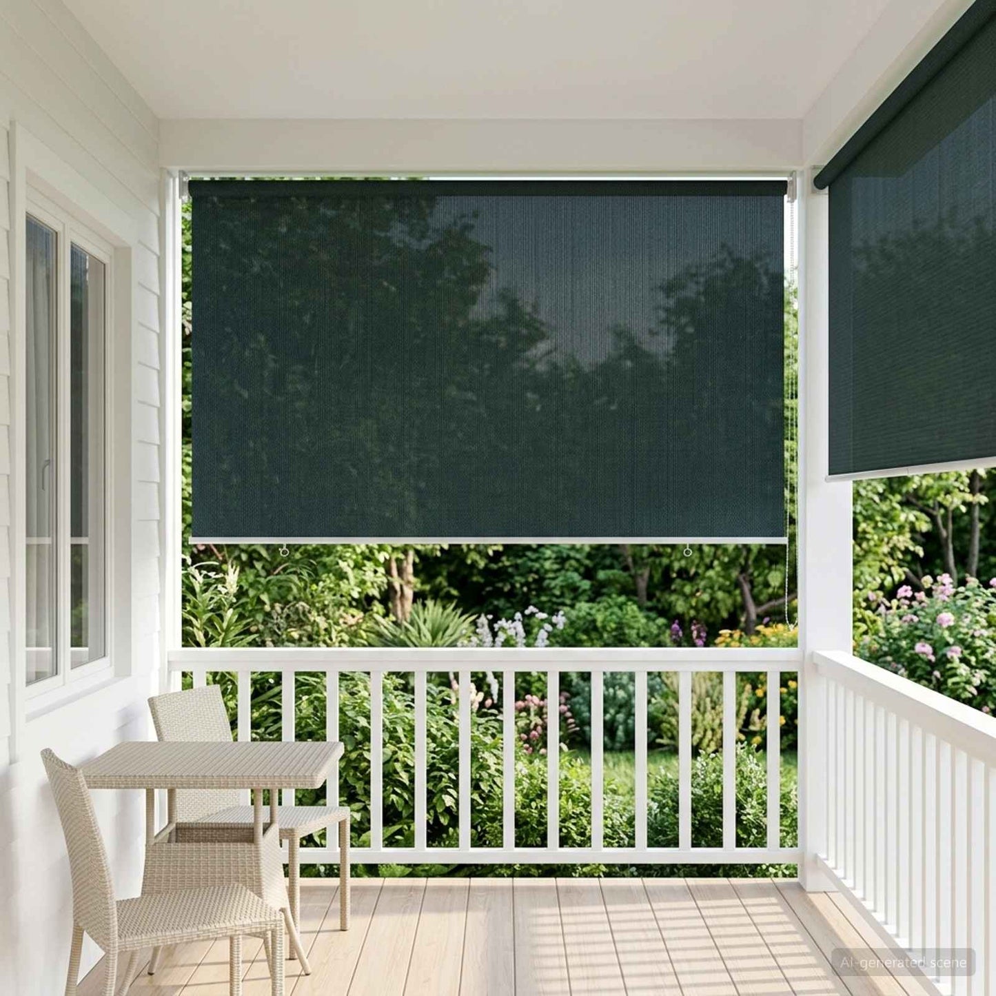 Outdoor Roller Blind 90% UV Block Dark Green 400 x 230 cm HDPE