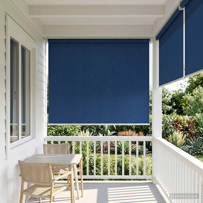 Outdoor Roller Blind 90% UV Block Blue 80 x 140 cm HDPE