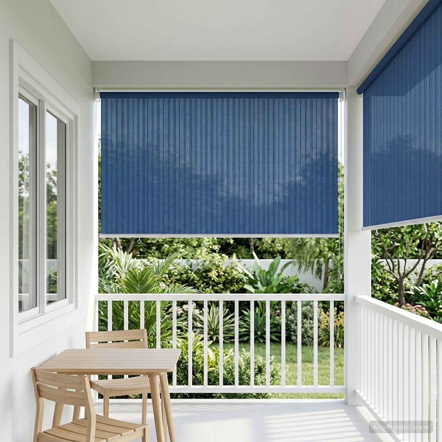 Outdoor Roller Blind 90% UV Block Blue 140 x 140 cm HDPE