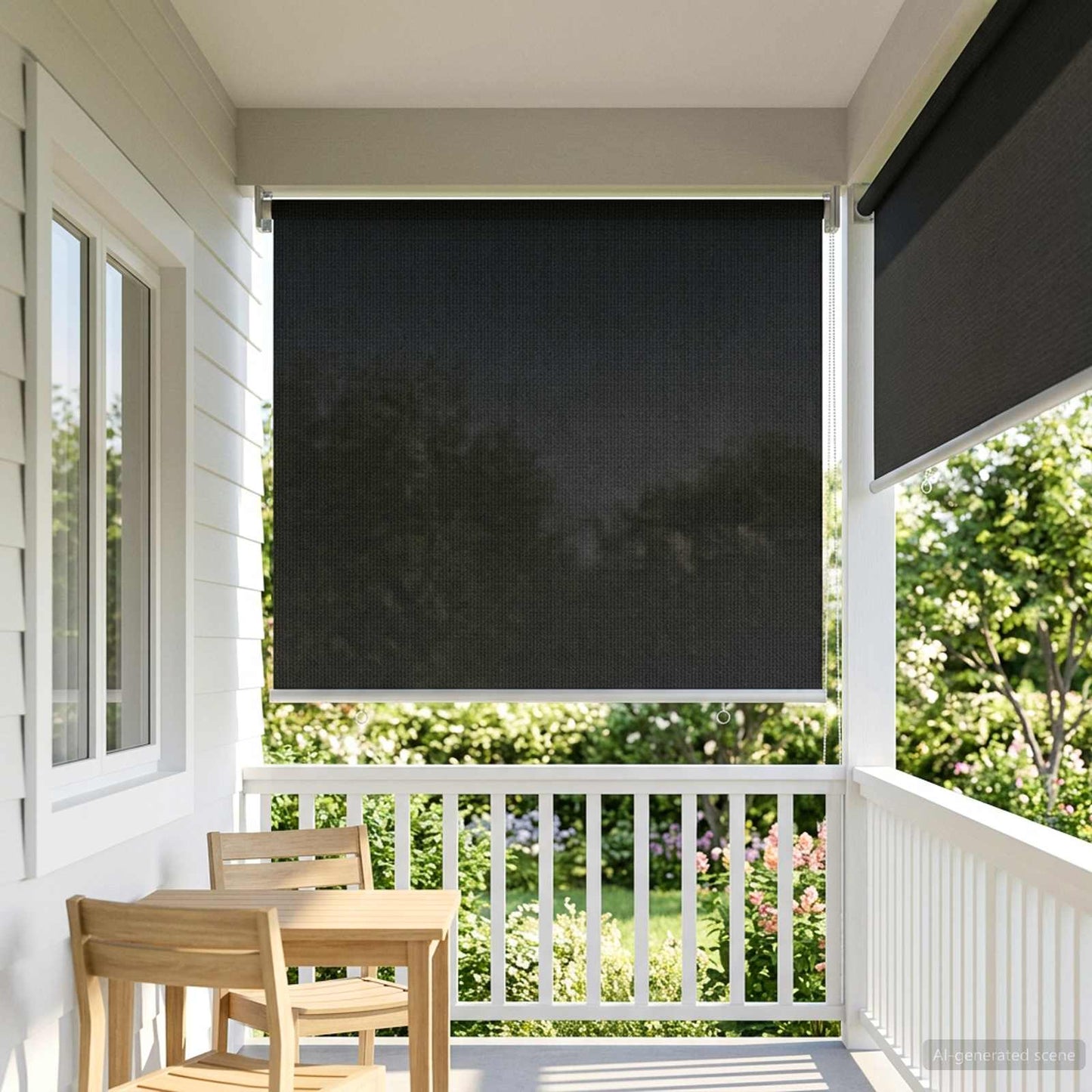 Outdoor Roller Blind 90% UV Block Black 80 x 140 cm HDPE