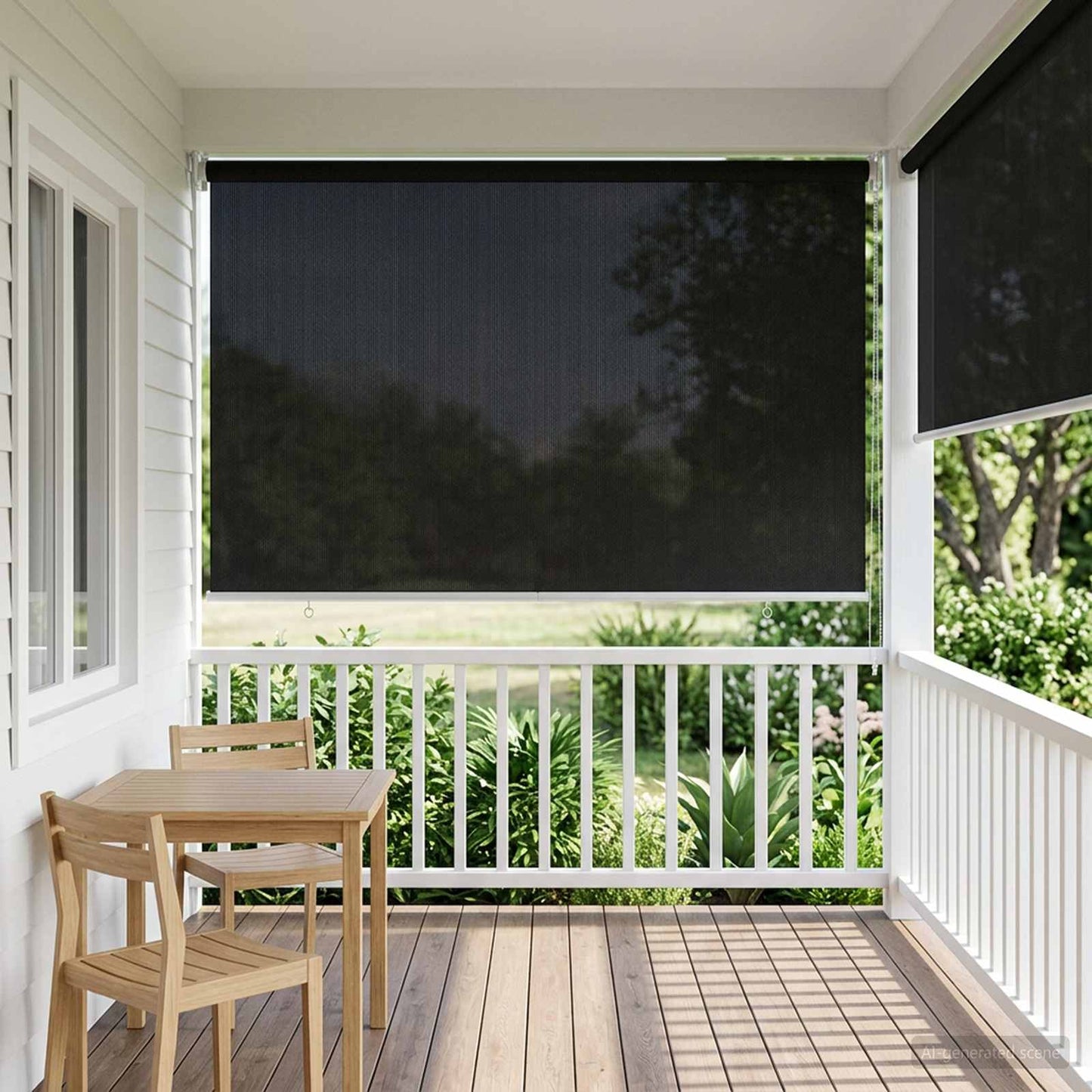 Outdoor Roller Blind 90% UV Block Black 200 x 140 cm HDPE